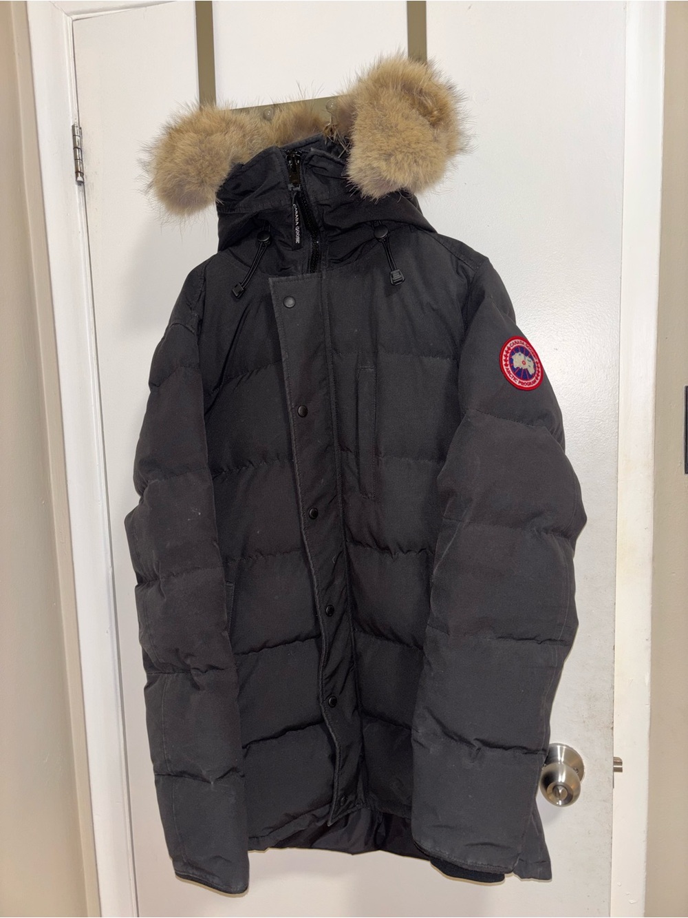 Canada Goose Men’s Black Down Parka with Fur-Trim Hood